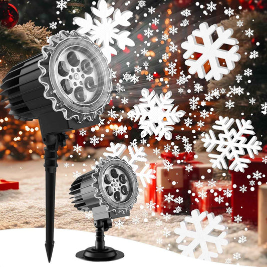 3D Snowflake LED Projector – Bedroom Wall Decor with Dynamic Falling Snow Effect