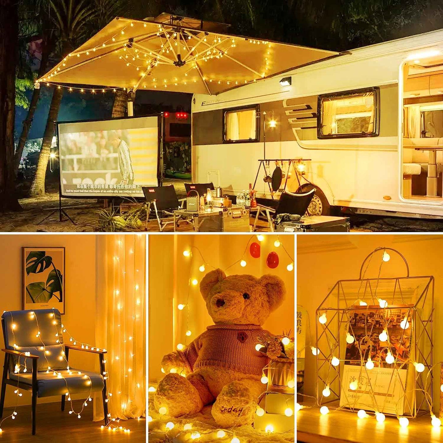Minetom Battery Operated String Lights – Waterproof Warm White Globe Lights for Patio, Porch & Backyard Ambiance