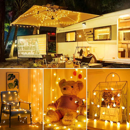 Minetom Battery Operated String Lights – Waterproof Warm White Globe Lights for Patio, Porch & Backyard Ambiance