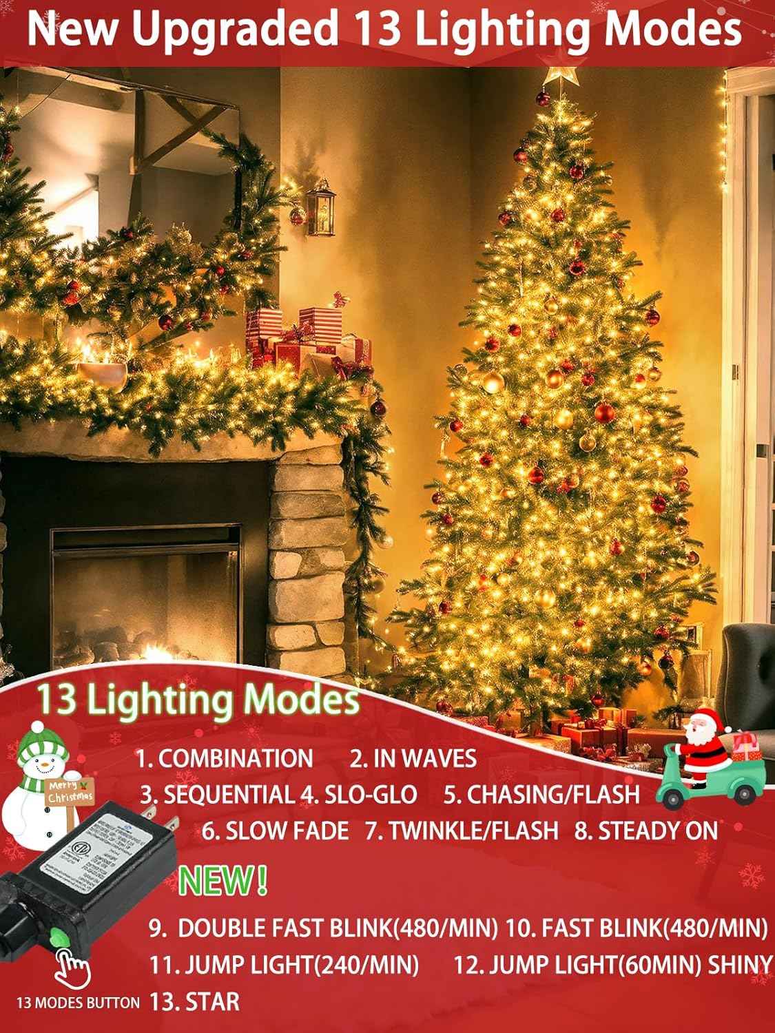Everglow 66FT LED String Lights – Cozy Living Room Decor with Warm White Glow and 13 Lighting Modes