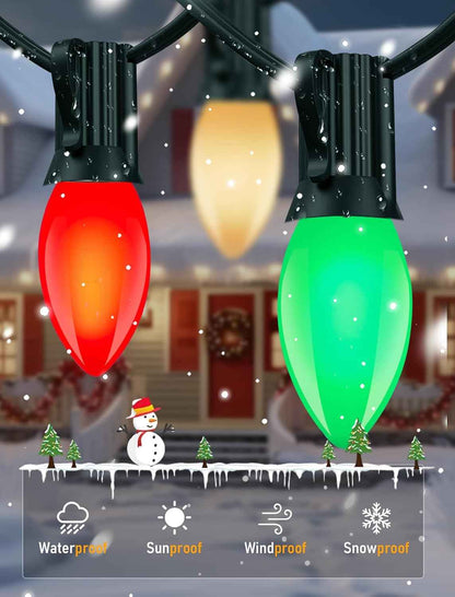 Holiday Brilliance Vintage C9 Lights – Waterproof Connectable Outdoor String Lights for Roofline, Gazebo and Sidewalk