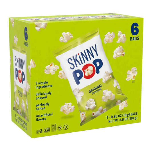 SkinnyPop Popcorn – Clean Ingredient Office Snack for Mindful Eating at the Desk, 6 Bags
