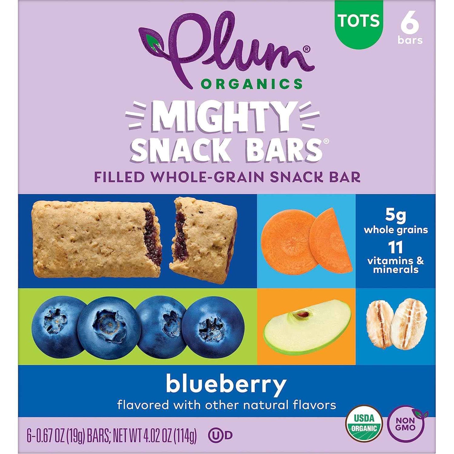 Plum Organics Mighty Snack Bars - Daycare Lunchbox Snack for Toddlers 12+ Months