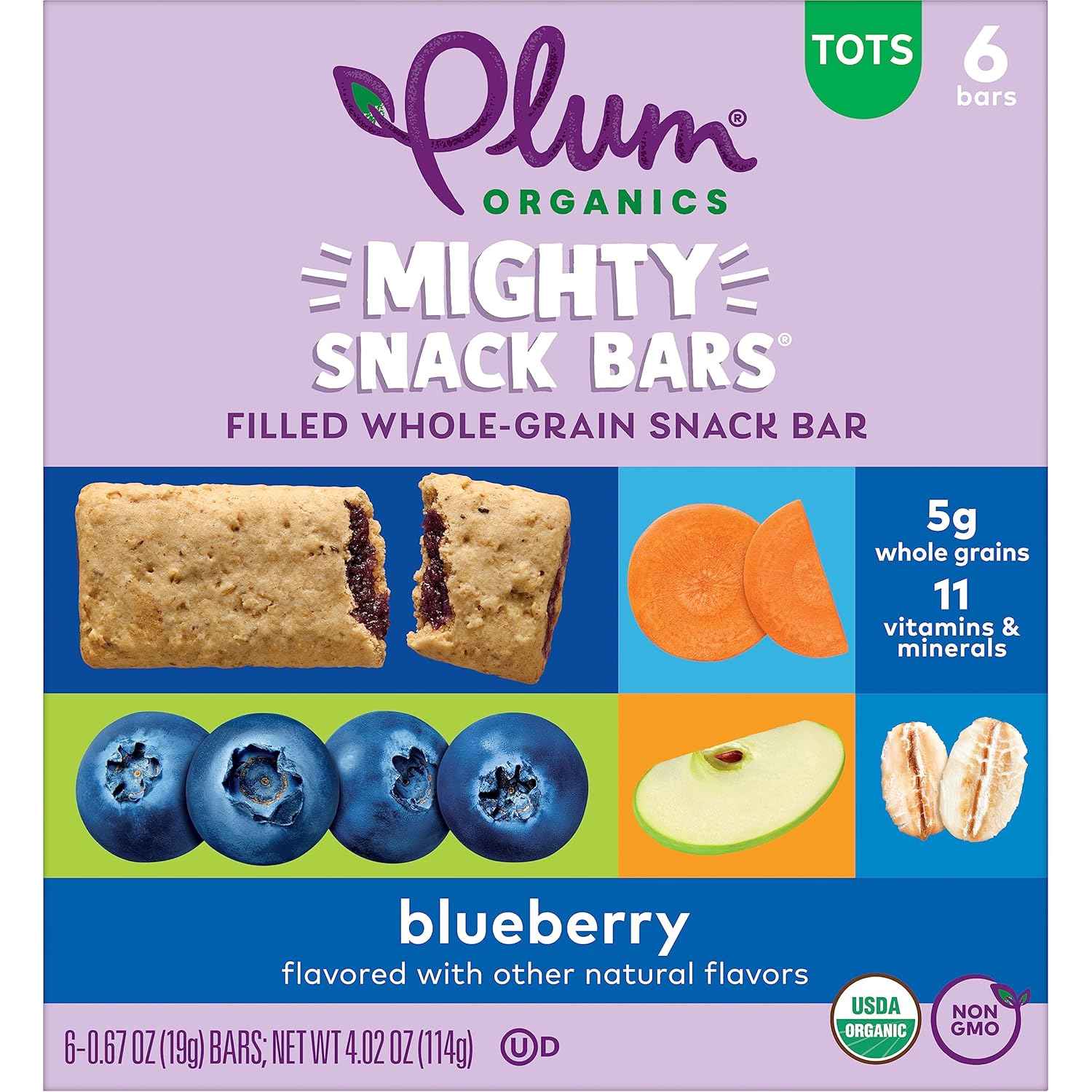 Plum Organics Mighty Snack Bars - Daycare Lunchbox Snack for Toddlers 12+ Months