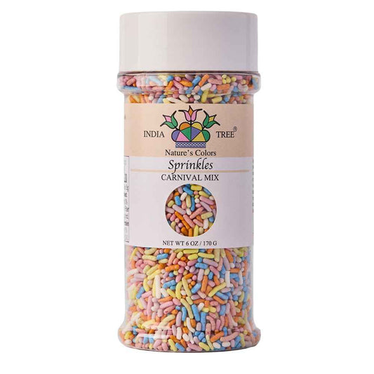 India Tree Nature's Colors Pastel Rainbow Sprinkles – Dye-Free Cupcake Toppings for Kids' Birthday Parties, 6 oz Jar