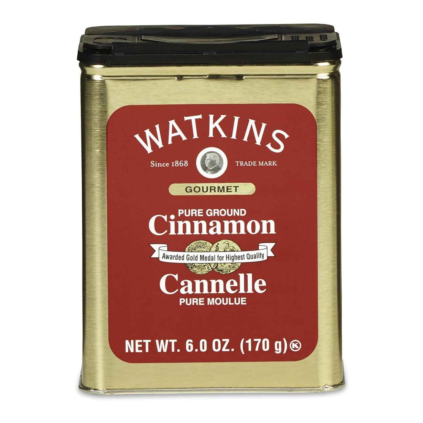 Watkins Gourmet Pure Ground Cinnamon Tin – Single-Ingredient Pantry Essential for Uncluttered Kitchens, 6 oz Tin