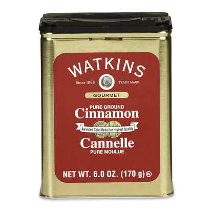 Watkins Gourmet Pure Ground Cinnamon Tin – Single-Ingredient Pantry Essential for Uncluttered Kitchens, 6 oz Tin
