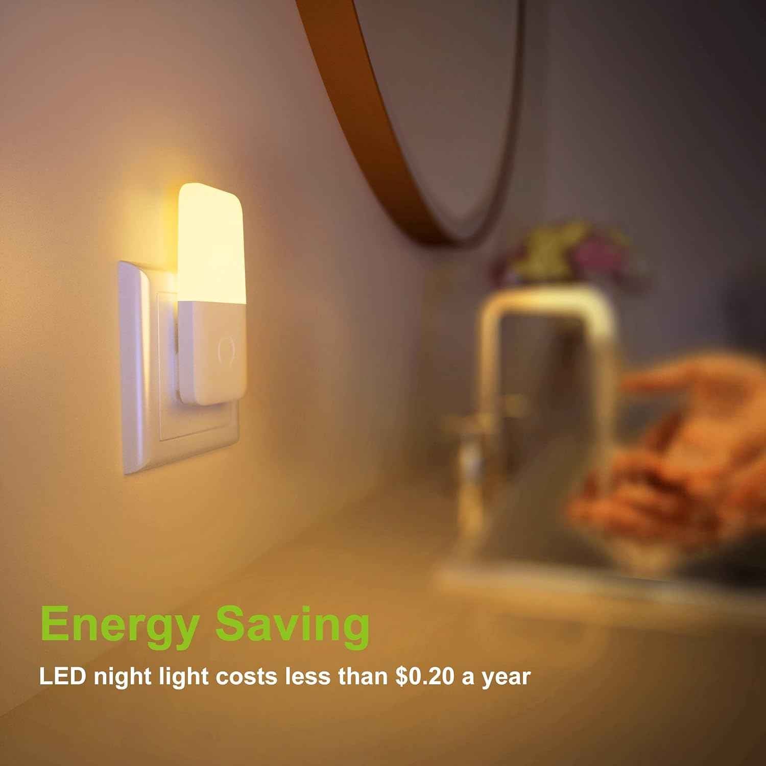 MAZ-TEK Plug in Night Light for Nursery, Warm White LED with Dusk to Dawn Sensor 6 Pack