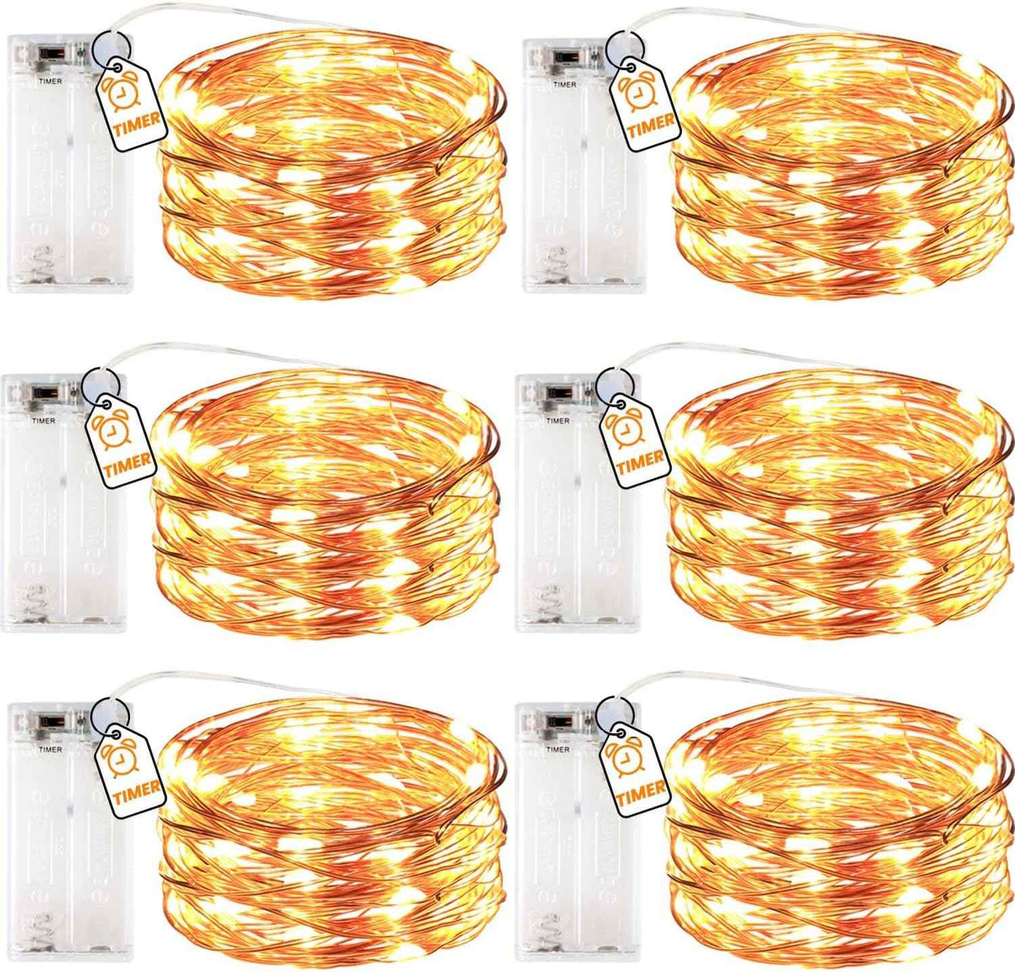 innotree LED Fairy Lights – Child-Safe Nursery and Playroom Decor, Cool-Touch Copper Wire Battery Operated 6-Pack