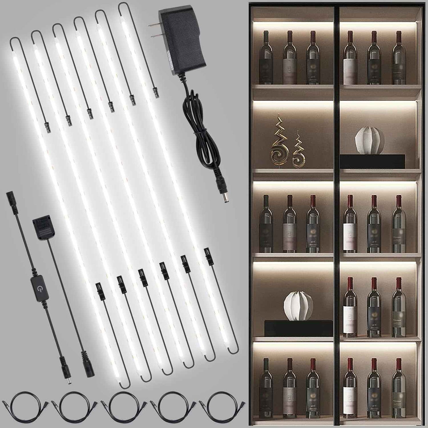 JUSJUBR Bright COB LED Strip Lights for Home Office Bookshelves, Even Task Lighting for Reading and Focus