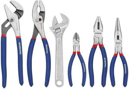 WORKPRO 6-Piece Pliers and Wrench Set – Efficient DIY Tool Kit for Furniture Assembly and Home Projects