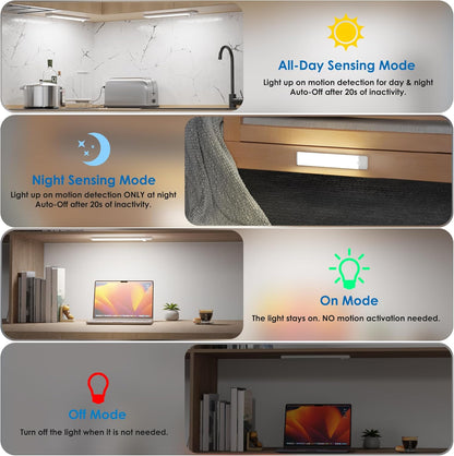 6 product variants across 3 color temperatures (cool white, warm white, neutral white) and 3 lengths (8"/12"/15.9")