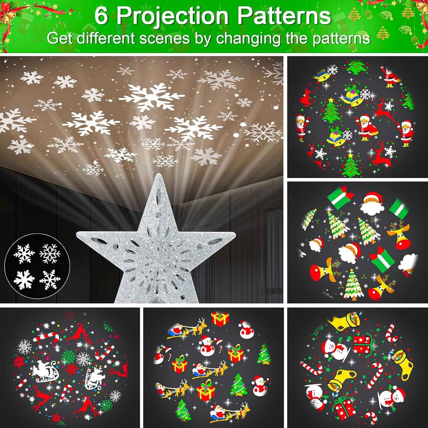 [Brand Name] Star Tree Topper with Built-In Projector – Cozy Bedroom Holiday Decor with 6 Ambient Light Modes