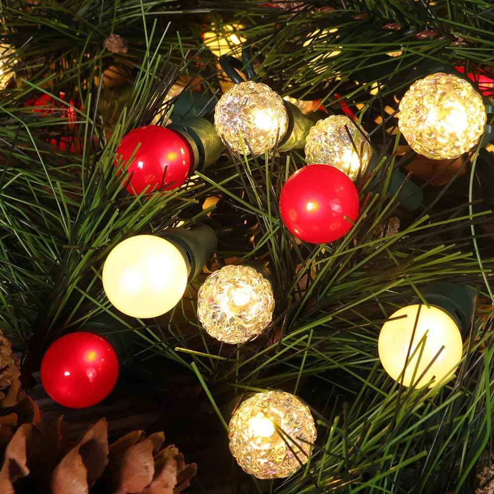 Addlon Pearlized G15 Globe String Lights – Patio and Backyard Holiday Decor with Waterproof Connectable Design Up to 684ft