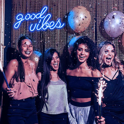 Blue Good Vibes Neon Sign – Child-Safe LED Wall Light for Teen Bedroom and Dorm Room Decor