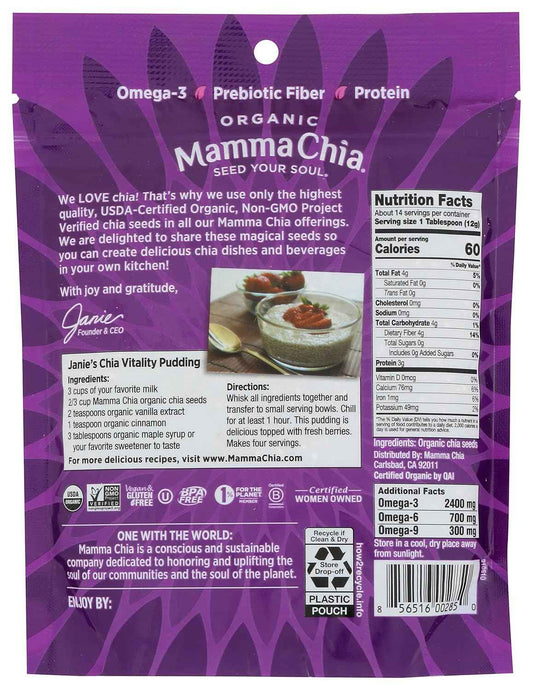 Mamma Chia Organic Black Chia Seeds – Plant-Based Omega-3 Boost for Daily Self-Care Smoothies