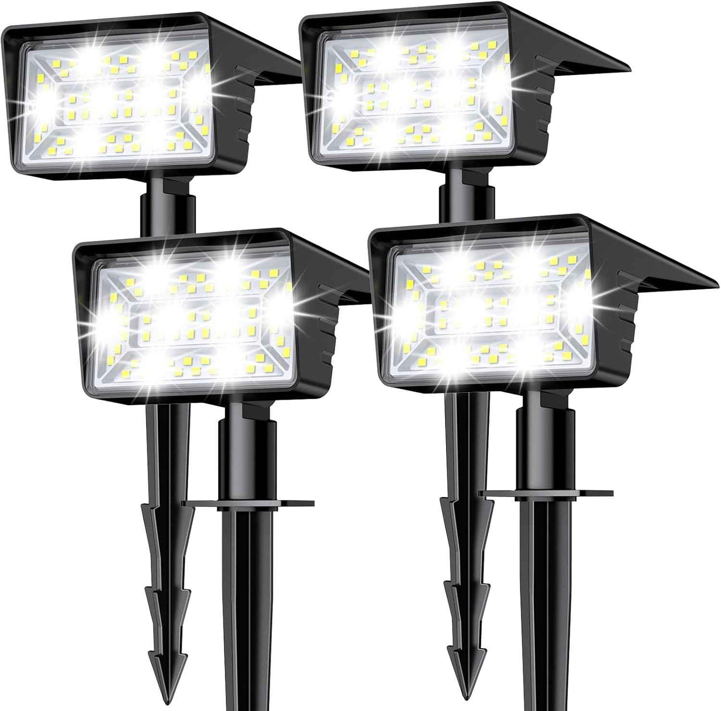 Aogek Solar Spot Lights Outdoor 4 Pack — Wire-Free, Cool-to-Touch Security Lighting Safe Around Kids, Pets and Walkways