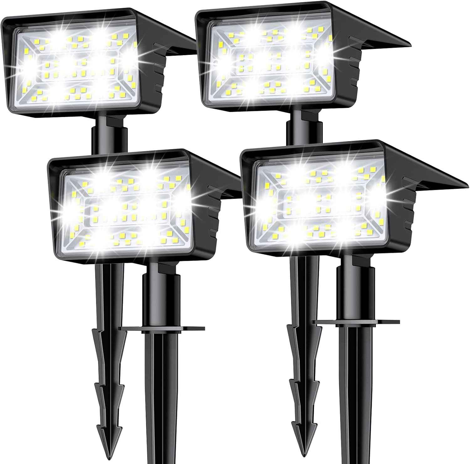 Aogek Solar Spot Lights Outdoor 4 Pack — Wire-Free, Cool-to-Touch Security Lighting Safe Around Kids, Pets and Walkways