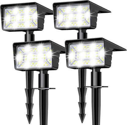 Aogek Solar Spot Lights Outdoor 4 Pack — Wire-Free, Cool-to-Touch Security Lighting Safe Around Kids, Pets and Walkways