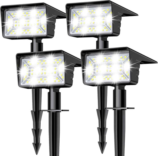 Aogek Solar Spot Lights Outdoor 4 Pack — Wire-Free, Cool-to-Touch Security Lighting Safe Around Kids, Pets and Walkways