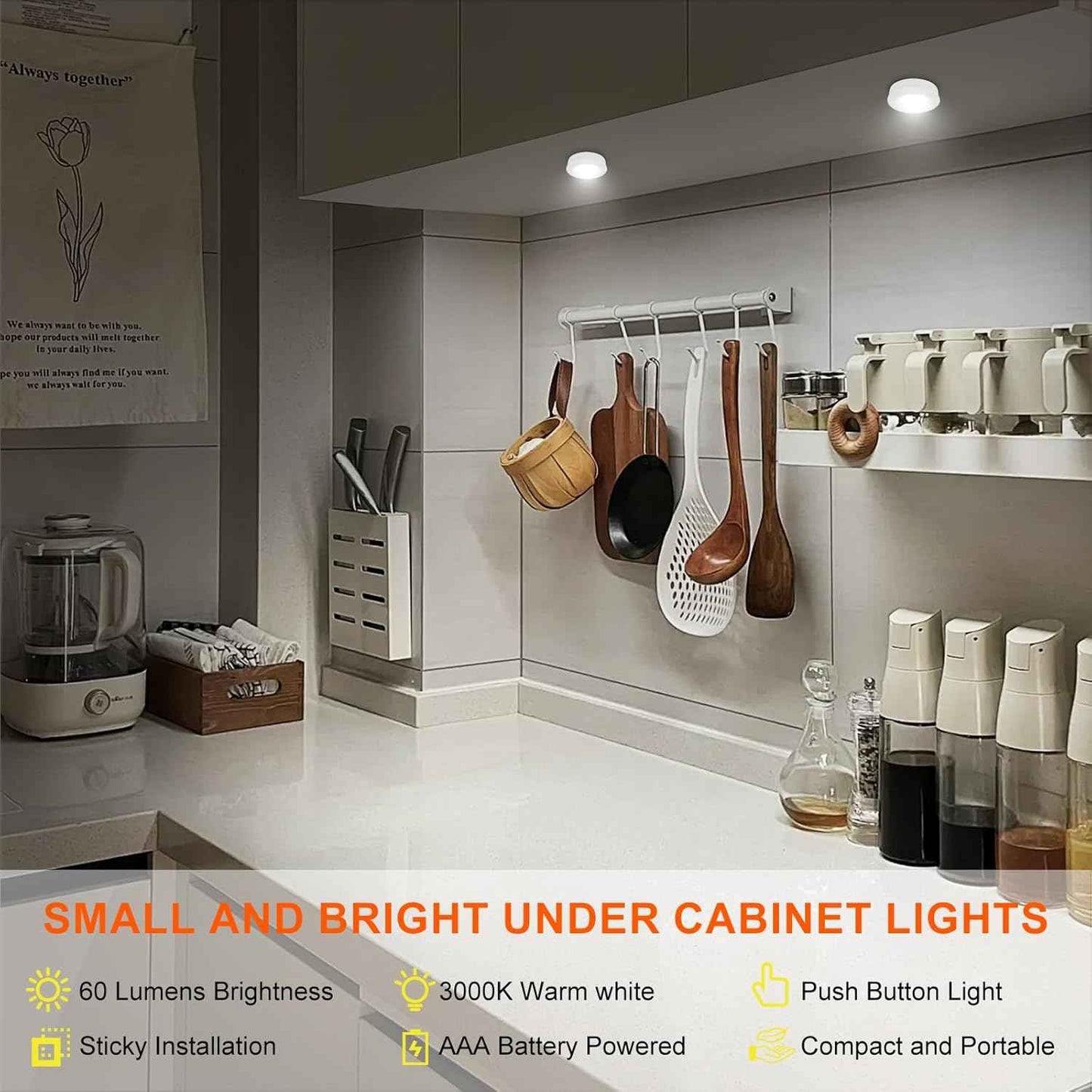 BIGMONAT LED Puck Light – Thoughtful Housewarming Gift for New Homeowners, 3-Pack Warm Touch Activated Set