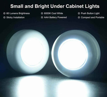 LUXMOM Tap Light Push Lights – Compact 2.7 Inch Puck Light for Clean Under Cabinet Look, No Visible Wiring