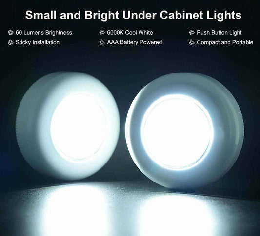 LUXMOM Tap Light Push Lights – Compact 2.7 Inch Puck Light for Clean Under Cabinet Look, No Visible Wiring