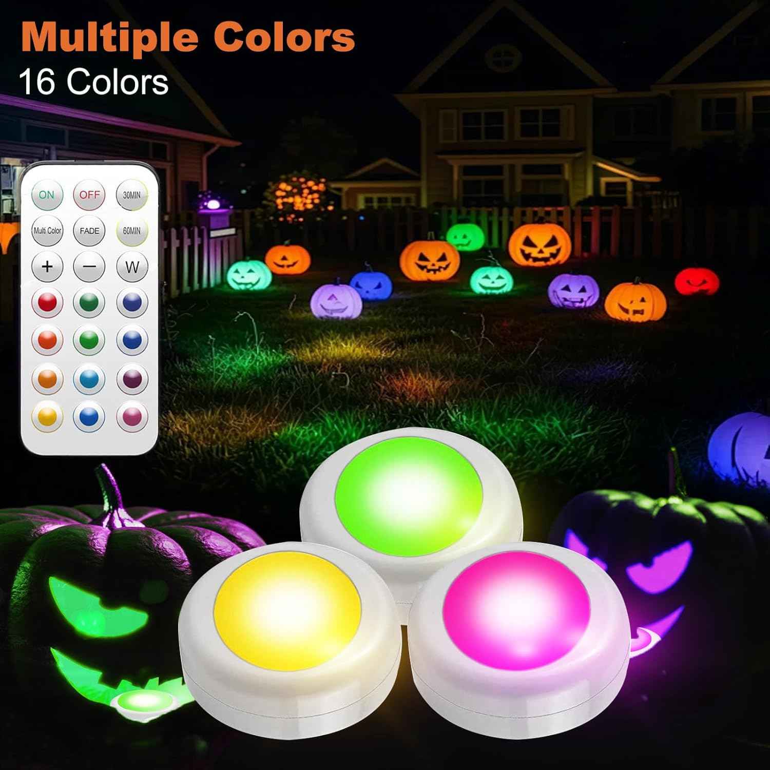 LuminAura Color-Changing Puck Light – Moody Bedroom Accent with 16 Hues for Cozy Living Spaces