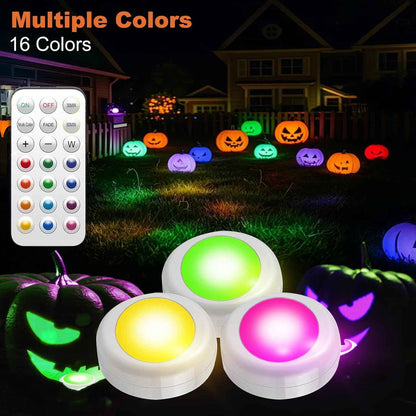 LuminAura Color-Changing Puck Light – Moody Bedroom Accent with 16 Hues for Cozy Living Spaces