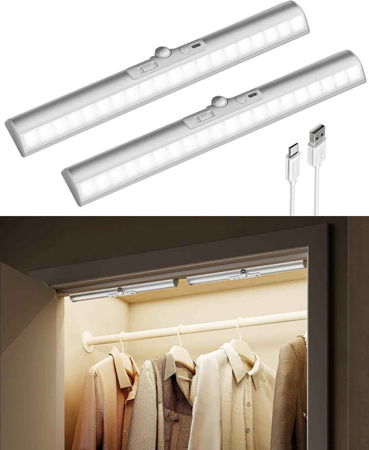 EZVALO Rechargeable LED Cabinet Lights, 2 Pack — Curved Glare-Free Design for Cozy Living Room and Closet Decor