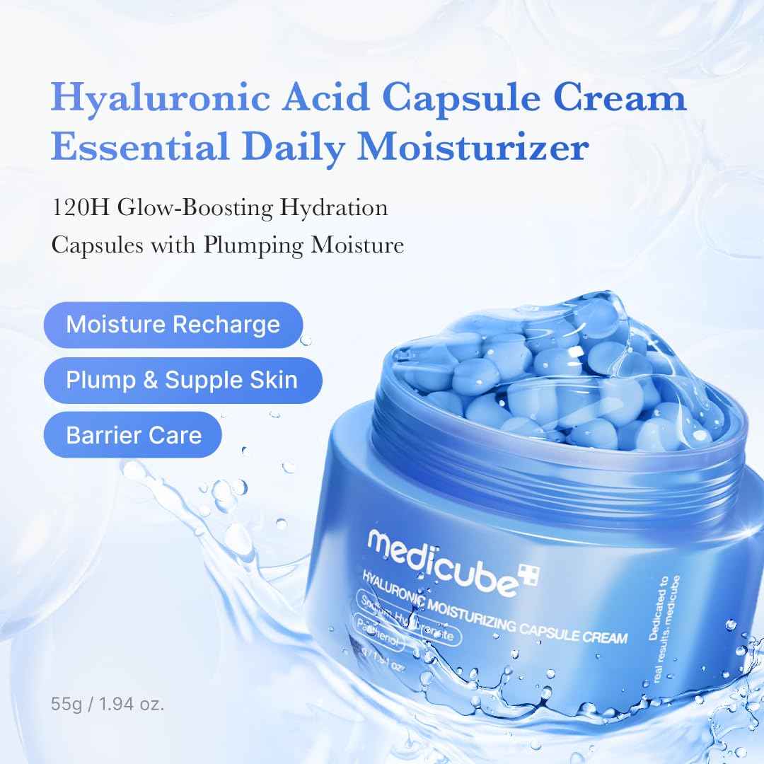 medicube Capsule Cream | 120H Lasting Hydration, Barrier Care, Calming Daily Facial Moisturizer For All Skin Types | Panthenol & Ceramides | Korean Skincare