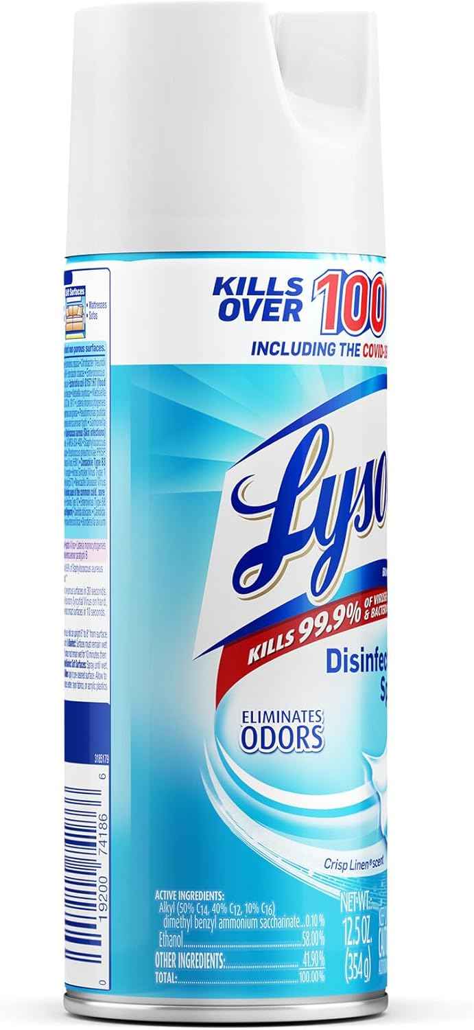 Lysol Disinfectant Spray, Sanitizing and Antibacterial Spray, For Disinfecting and Deodorizing, Crisp Linen, 12.5 Fl. Oz (Pack of 12)