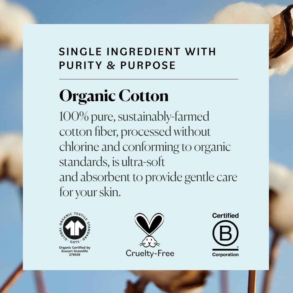 Sky Organics Organic Cotton Rounds for Sensitive Skin, 100% Pure GOTS Certified Organic for Beauty & Personal Care