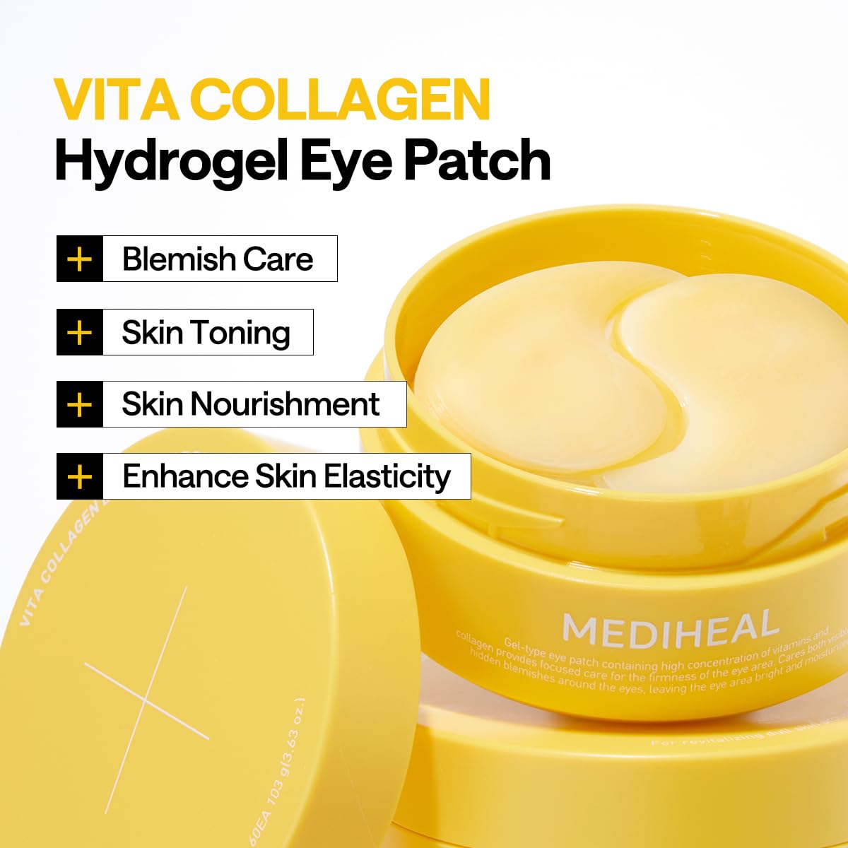 Mediheal Retinol Collagen | Vita Collagen Under Eye Patches - Korean Hydrogel Eye Pads (60 patches) with 95% Retinol & 5 Micro Collagen. Nourishing & Non Irritating Eye Gel Mask. Sealing Cap & Spatula Included.