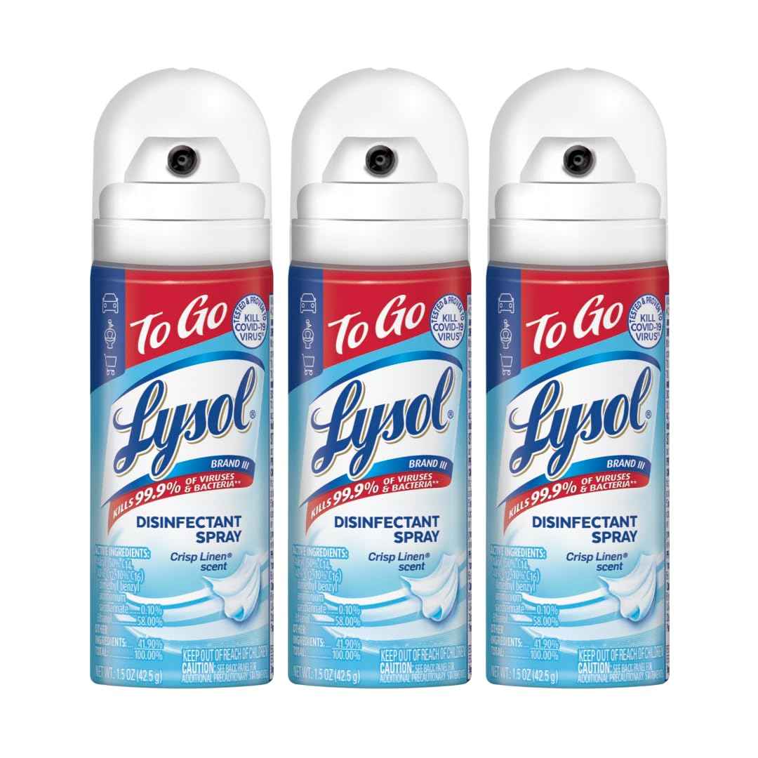 Lysol To Go Disinfectant Spray, Travel Size Sanitizing, For On-the-Go Disinfecting and Deodorizing, Crisp Linen