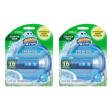 Scrubbing Bubbles Fresh Gel Toilet Bowl Cleaning Stamps, Helps Keep Toilet Clean and Helps Prevent Limescale & Rings, Rainshower Scent, 1 Dispenser with 6 Fresh Gel Stamps (Pack of 2)