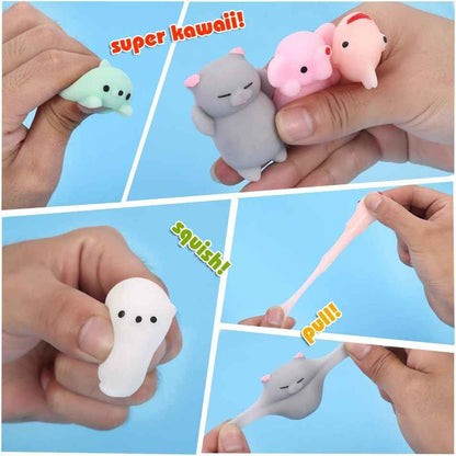 KINGYAO Squishies Squishy Toy Party Favors for Kids Mochi Squishy Toy moji Kids Mini Kawaii squishies Mochi Stress Reliever Anxiety Toys Easter Basket Stuffers fillers with Storage Box
