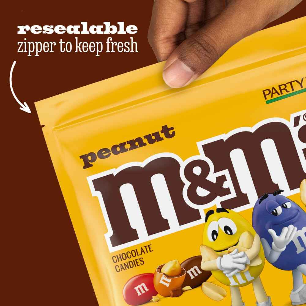 M&M'S Peanut Milk Chocolate Candy Bulk Pack, Party Size, 38 oz Bag