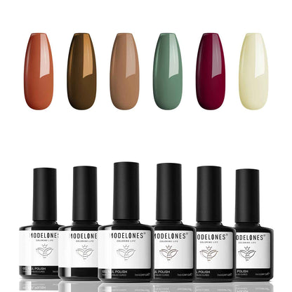 modelones Gel Nail Polish Set - 6 Colors Nude Pink Milky White Gel Polish Set Light Neutral Pink Nail Polish Barely Pink Soak Off LED Starter Kit Popular Nail Art DIY Manicure Gifts