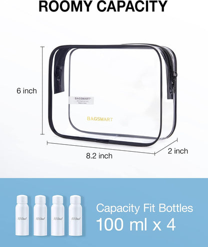 BAGSMART_Clear_Toiletry_Bag,_2_Pack_TSA_Approved_Travel_Toiletry_Bag_Carry_on_Travel_Accessories_Bag_Airport_Airline_Quart_Size_Bags_Water_Repellent_Makeup_Cosmetic_Bag_for_Women_(Black-2pcs)