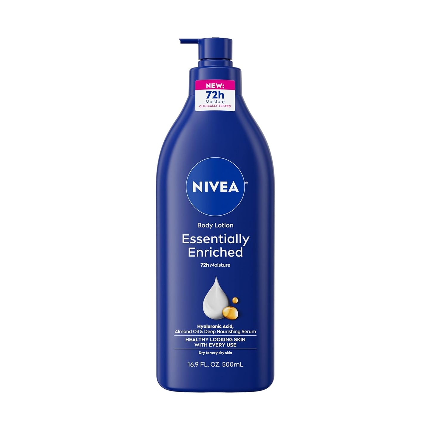 NIVEA_Essentially_Enriched_Body_Lotion_for_Very_Dry_Skin_with_Hyaluronic_Acid,_Almond_Oil_and_Deep_Nourishing_Serum,_72-Hour_Body_Moisturizer,_16.9_Fl_Oz_Pump_Bottle