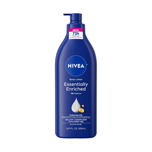 NIVEA_Essentially_Enriched_Body_Lotion_for_Very_Dry_Skin_with_Hyaluronic_Acid,_Almond_Oil_and_Deep_Nourishing_Serum,_72-Hour_Body_Moisturizer,_16.9_Fl_Oz_Pump_Bottle