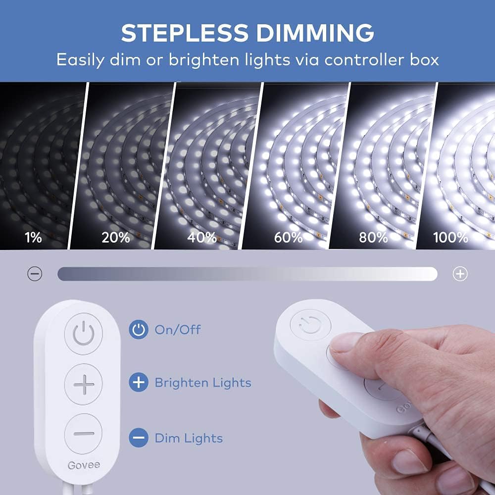 Govee_White_LED/Warm_Led_Strip_Lights,_Upgraded_16.4ft_Dimmable_LED_Light_Strip_6500K_Bright_Daylight_White,_Strong_Adhesive,_300_LEDs_Flexible_Tape_Lights_for_Mirror,_Kitchen_Cabinet,_Bedroom,_Christmas_Decor