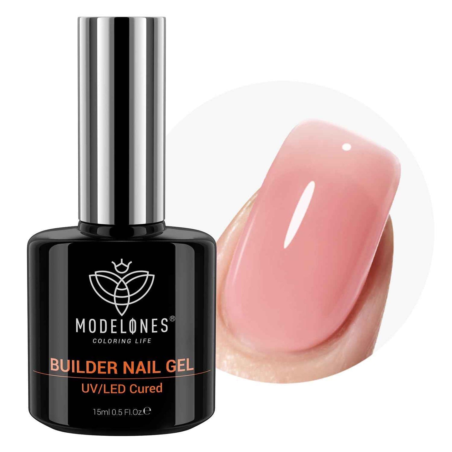 modelones Builder Nail Gel, 7-in-One Clear Builder for Nails, LED Lamp Cured Color Rubber Base Gel Polish Coat Strengthener Thickening Extension Rhinestone Glue in a Bottle for DIY Home Salon Gifts