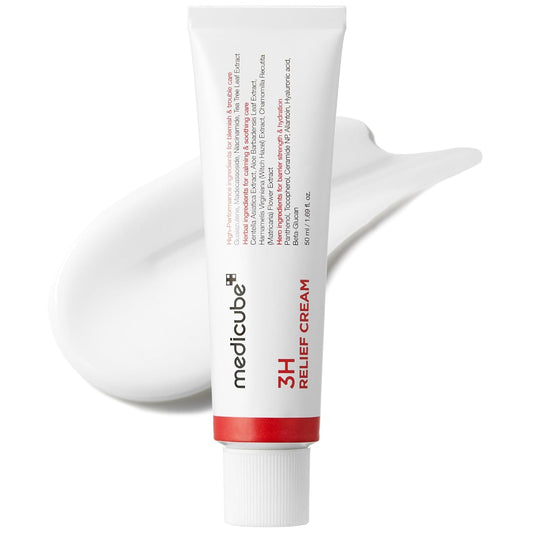 medicube_3H_Daily_Relief_Cream_|_Daily_Soothing_Moisturizer_for_All_Skin_Types_|_Lightweight_Comforting_Cream_Ideal_For_Use_After_Spot_Care_|_Guaiazulene,_Centella,_Ceramide_for_Balance_and_Hydration