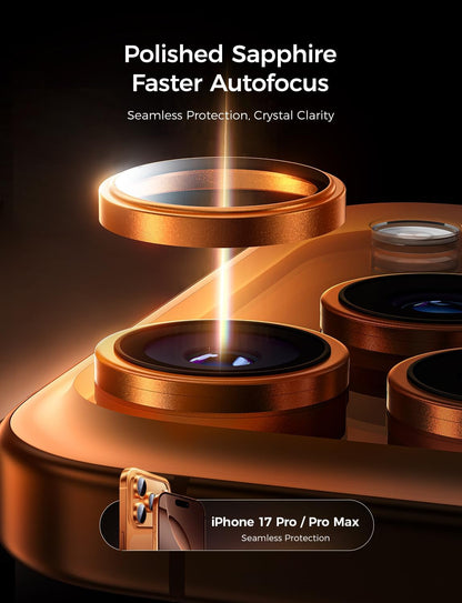 MAGIC_JOHN_for_iPhone_17_Pro_Max/17_Pro_Camera_Lens_Protector_[Alignment_Kit&1:1_Invisible_Fit]_9H_Aerospace_Tempered_Glass,_Ultra_HD,_Metal_Individual_Ring,_Set_of_2,Orange