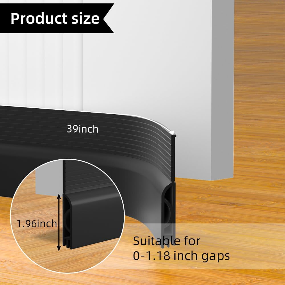 Door_Draft_Stopper,_Adjustable_Weather_Stripping_Seal_for_Cold_Insulation,_Bottom/Under_Sweep_for_Exterior_&_Interior_Doors,_Seal_Blocker_Noise,_Black,_39_inches