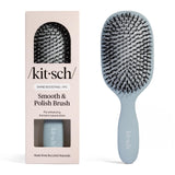 Kitsch Smooth & Polish Brush – Dual Bristle Detangler Brush, Shine & Frizz Control – Vegan Boar & Nylon Hair Brush with Cushioned Pad for Scalp Massage – Hair Care Tool for All Hair Types