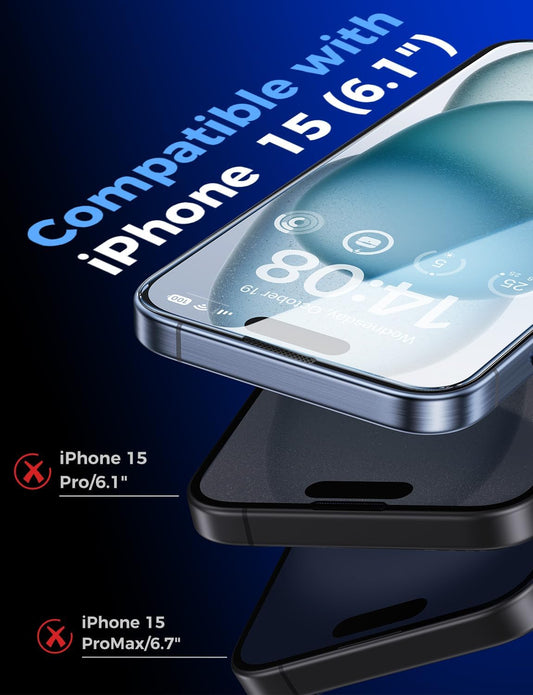 MAGIC_JOHN_2_Pack_for_iPhone_15_Tempered_Glass_Screen_Protector_6.1_inch_[Not_Max],_Auto_Dust-Elimination_Installation,_Bubble_Free,_Dynamic_Island_Compatible,_HD_Clear,_Easy_Installation
