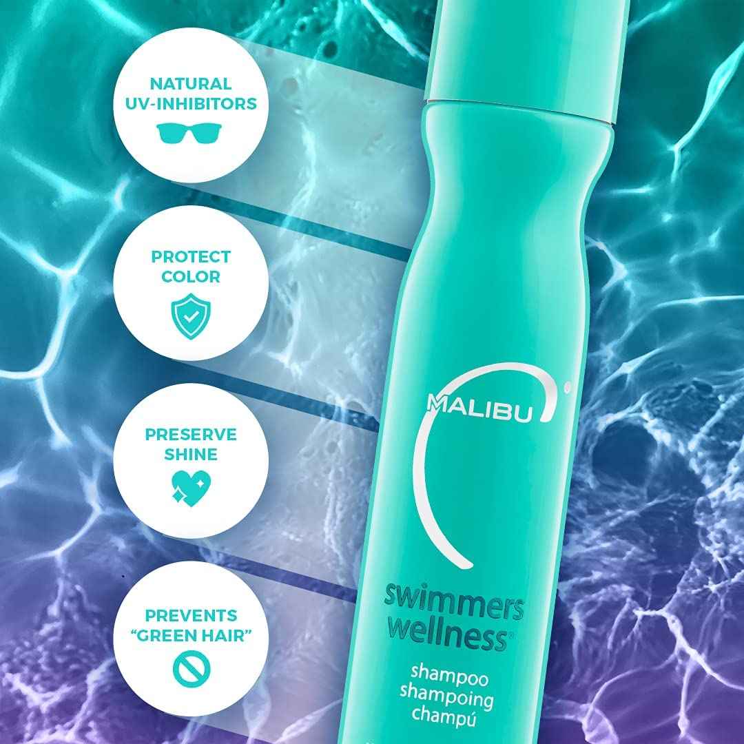Malibu C Swimmers Wellness Shampoo - Protects Hair Against Chlorine Damage & Combats Brittle Hair - Swimmers Shampoo for Removing Pool Elements